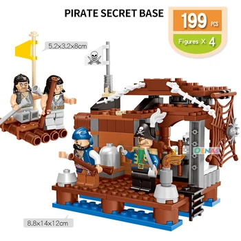 

Caribbean Pirate assemble Building Bricks Blocks toy pirate secret base stronghold compatible Creative Children birthday gift