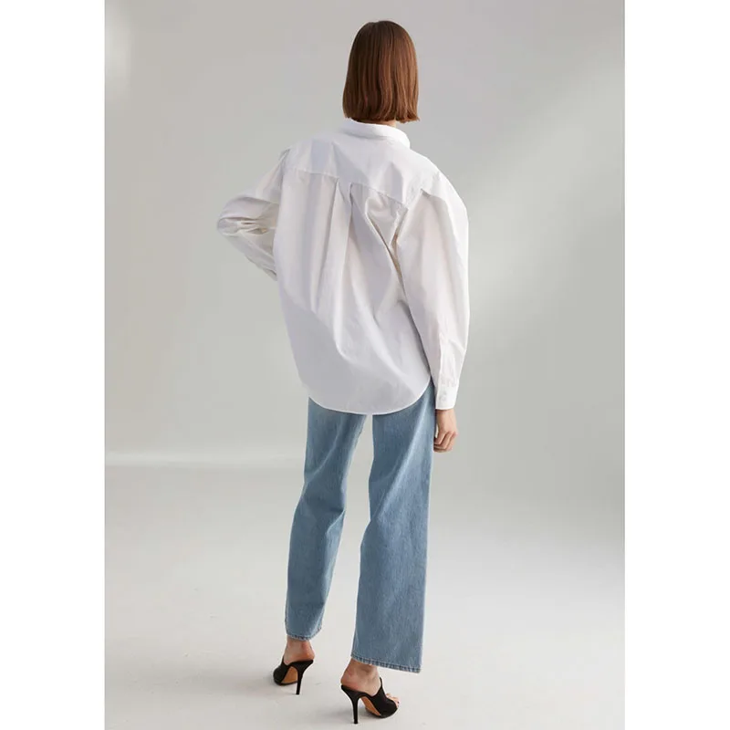 Longue Striped Épaules Top Blue Sur Détails Chemise Les Volumineux Logo Brodé Chemises Priola Manches Bleu Poignets Femme Blanc Bande Plissée wHPTTgqI