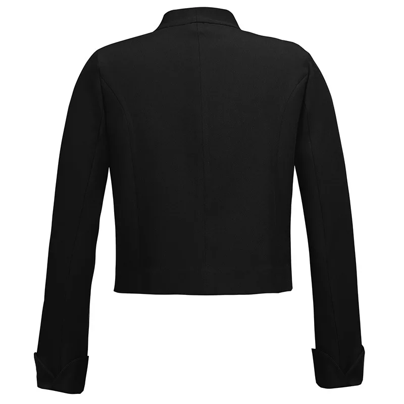 2019 Autumn Winter Women Elegant Solid Stand Collar Short Coat Casual Long Sleeve Open Stitch Female Jacket