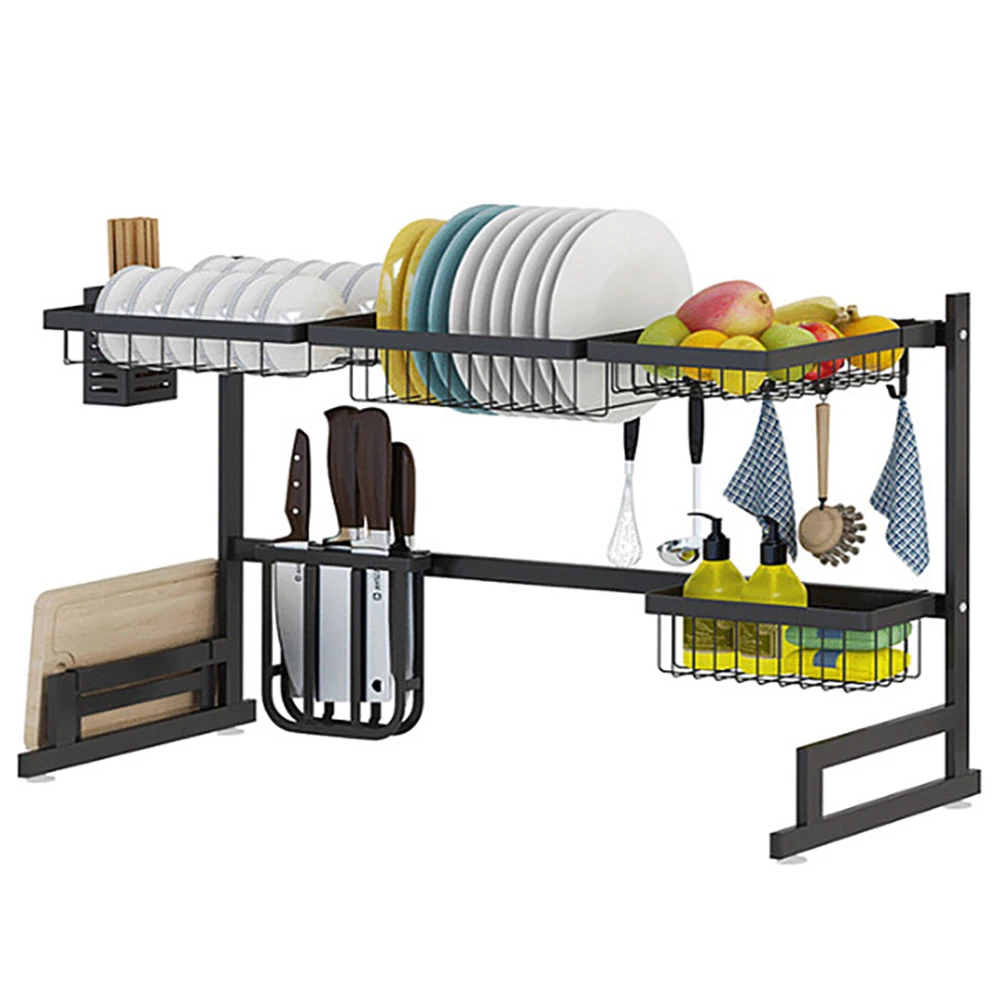 

Stainless Steel Kitchen Dish Rack U Shape Sink Drain Rack Two layers Kitchen Shelf Kitchen Supplies Storage Holder