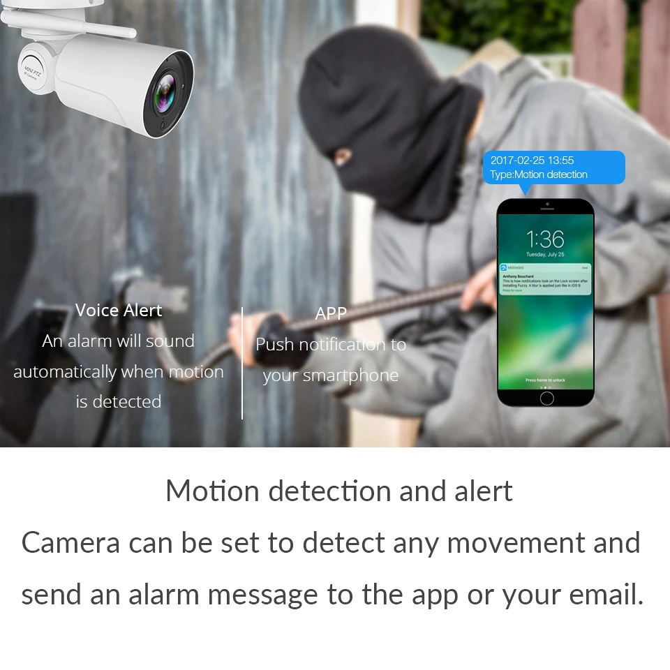 1080P 2MP PTZ IP камера WiFi пуля наружная беспроводная Водонепроницаемая CCTV