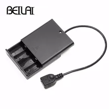 4 шт. AA батарейный отсек крышка с выключателем и USB мама для USB 5 В светодиодный шнур и Светодиодная лента портативный источник питания