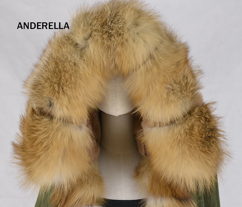 Real natural large fox fur collar hooded coat with rex rabbit fur lining jacket women high quality winter warm Parkas real fur Coats