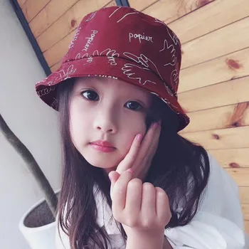 

Autumn Baby Boys Girls Basin Hats Toddler Printed Bucket Hats Caps Casual Sunshade Caps 6M-2T
