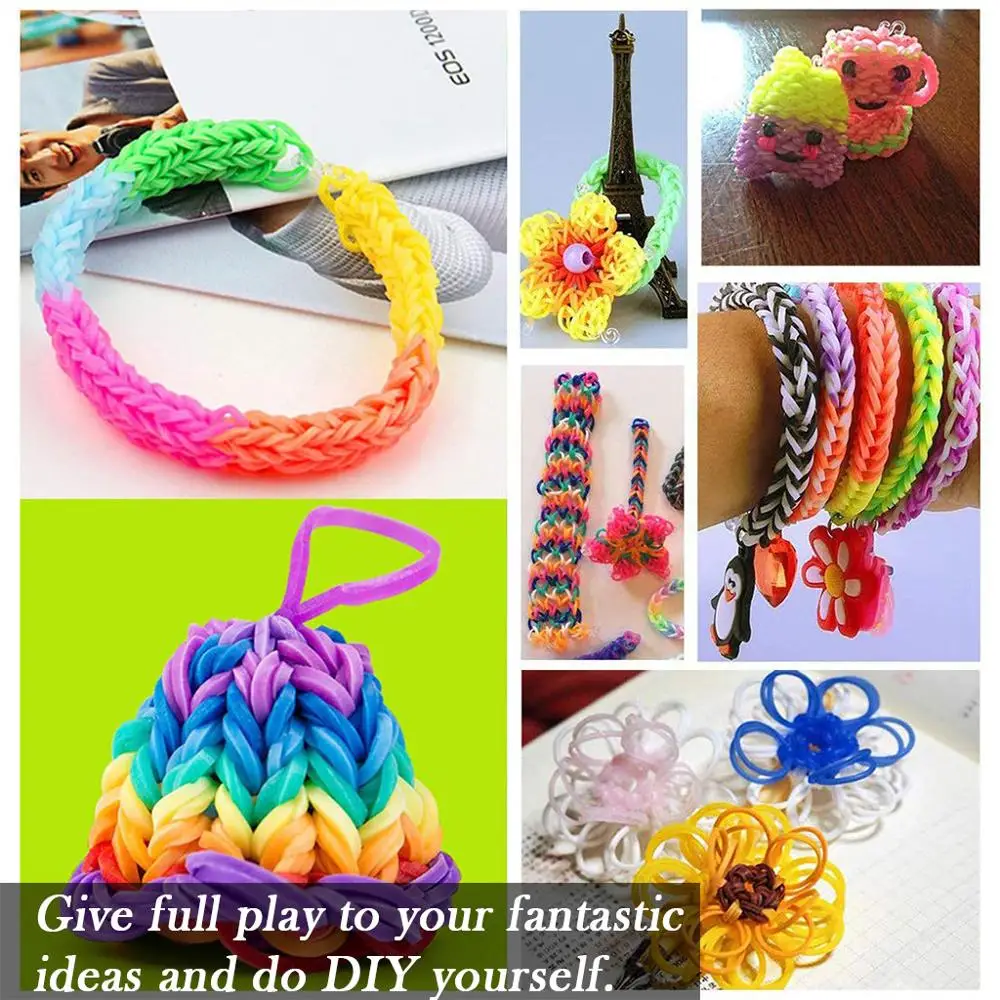 Многоцветный DIY Радуга Вязание костюм для девочек Плетеный DIY браслет и кольцо забавное творчество#4J17