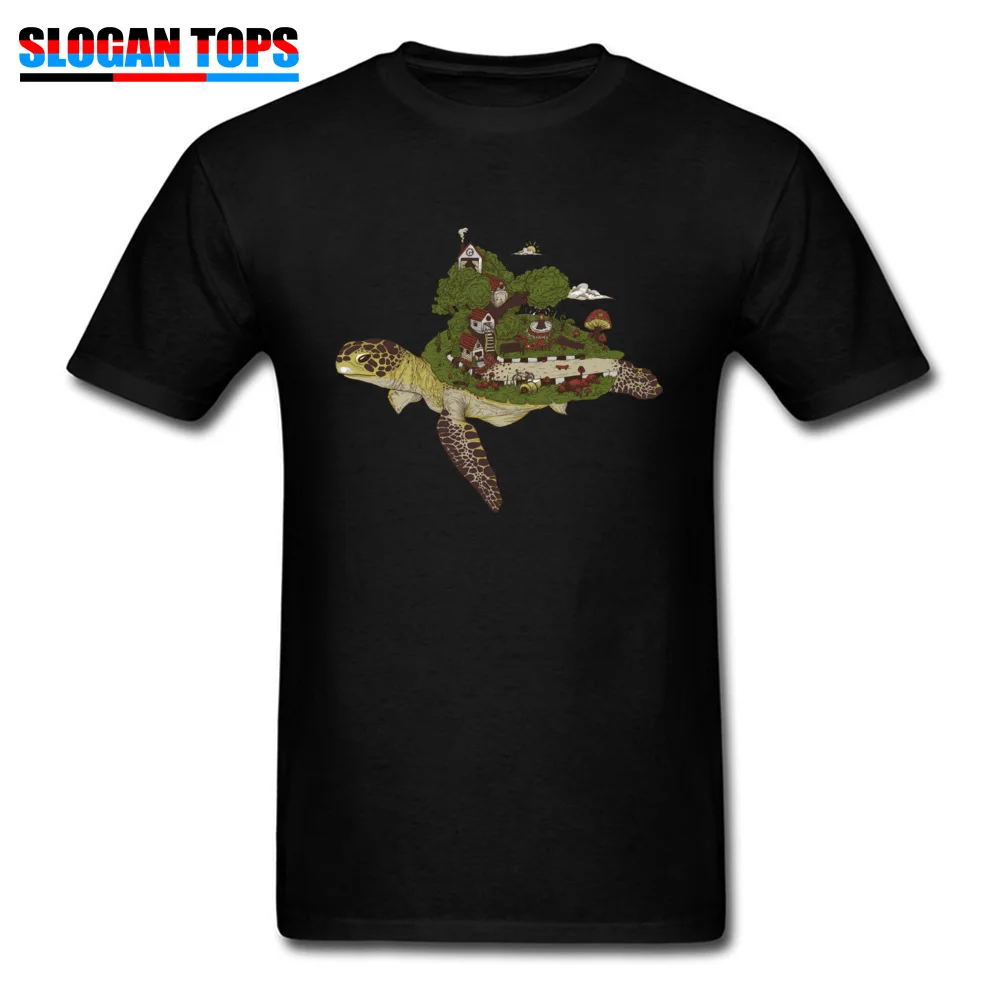Comics Turtle island Mens T-shirts Newest Father Day Short Sleeve O-Neck 100% Cotton Tops Shirts Custom T Shirt Turtle island black