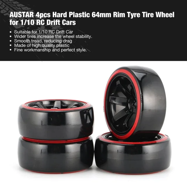 Best Offers AUSTAR AX 4pcs 64mm Hard Plastic Rim Tyre Tire Wheel for 1/10 RC Drift Car Model HSP HPI Component Spare Parts Accessories fz
