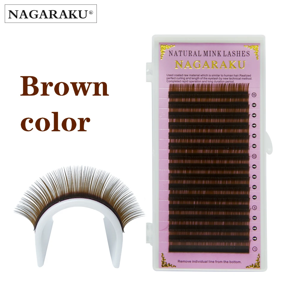 

NAGARAKU 16rows brown color eyelash extensions Premium Mink Super soft natural lashes B C D Make up tools high quality