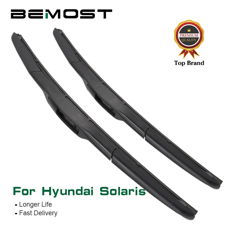 

BEMOST Car Windshield Wiper Blades Natural Rubber For Hyundai Solaris Fit 2009 2010 2011 2012 2013 2014 2015 2016 Fit U Hook Arm