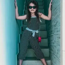 Одежда для маленьких девочек комбинезоны в полоску комбинезон с бантом один комплект одежды для маленьких девочек Летний комбинезон 2019