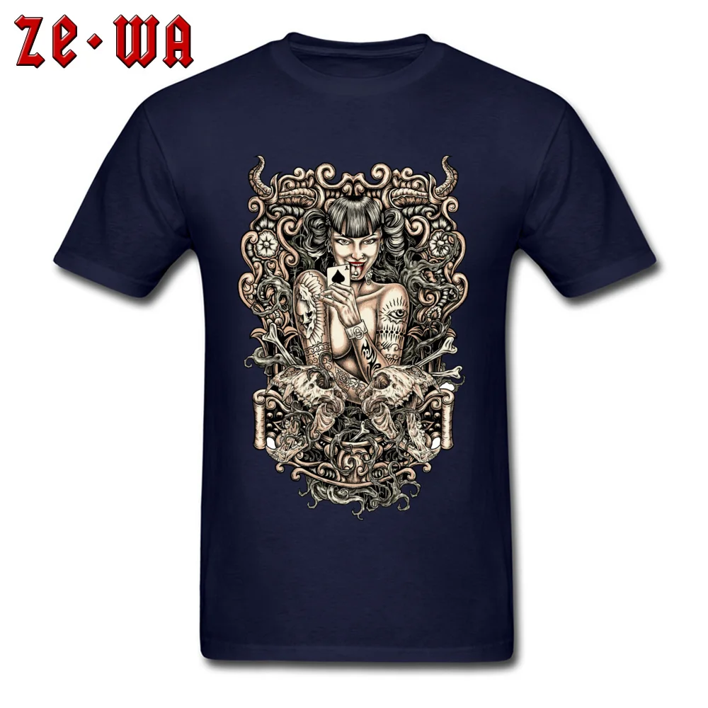 Funny Short Sleeve Tops Shirt Summer Fall O Neck 100% Cotton Youth T Shirts Tattooed Evil Girl Funny T-Shirt New Arrival Tattooed Evil Girl navy