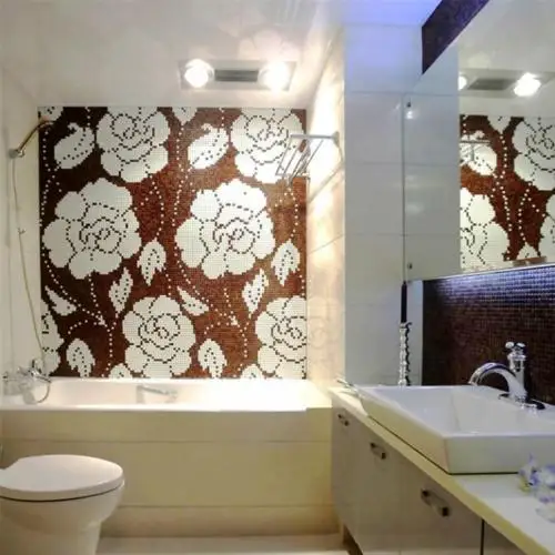 

Glass mosaic pattern winter flower brown and white