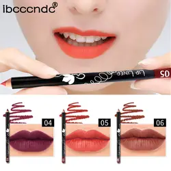Ibcccndc Матовая Обнаженная губа макияж карандаш для губ водостойкий стойкий темно-красный фиолетовый мягкая сумка с деревянными бусинами