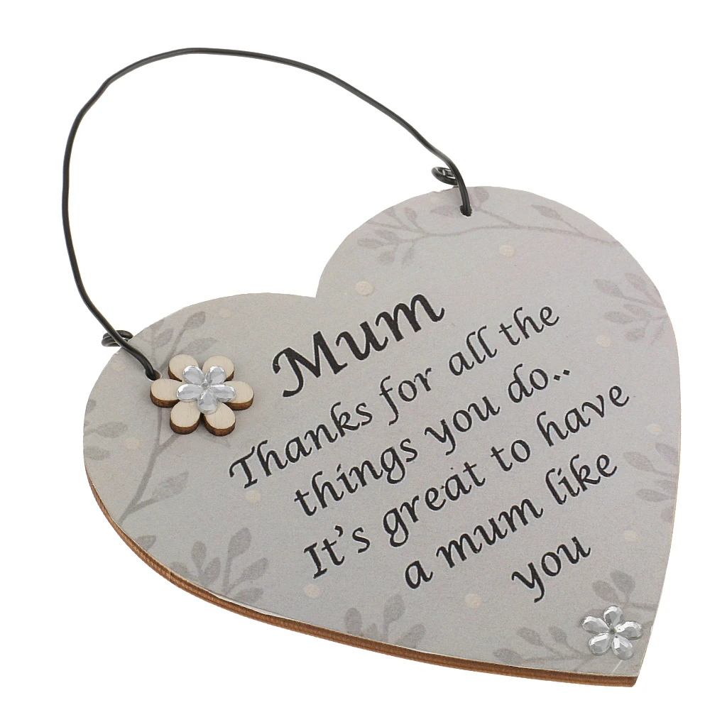 Mum Thanks for all the things you do.. Wall Door Wooden Plaque Heart Shape Hanging Signs