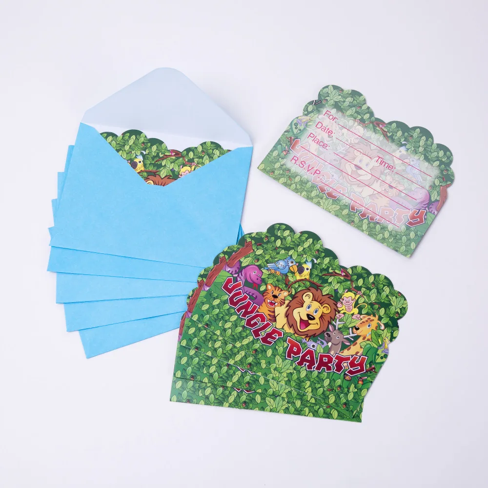  6pcs/lot Cartoon Animal Jungle animals Invitation Card Party Decoration Disposable Tableware Set Pa - 32989211448
