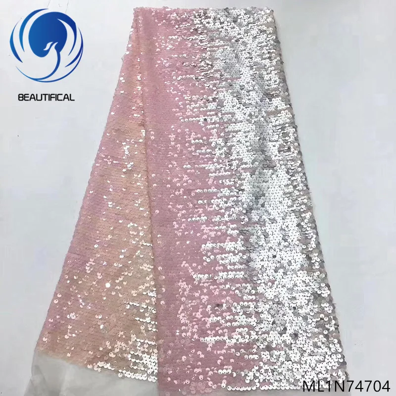 BEAUTIFICAL французский блестки tull ткани 5 ярдов нигерийской свадебной вечеринки тюль кружевной ткани Французский ML1N747
