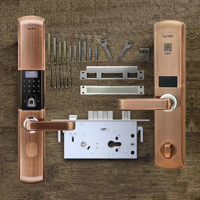 

T5B Intelligent Electronic Combination Red bronze/champagne gold/Green fingerprint Door Lock Anti-theft