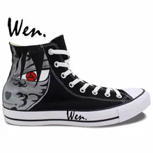 Wen Hand Painted Shoes Design Custom Naruto Shippuuden Uchiha Sasuke Uchiha Itachi Men Women High Top Canvas Sneakers