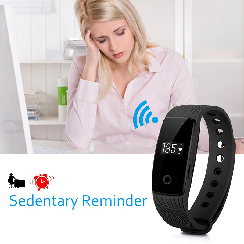 Fitness Tracker ID107 Heart Rate Monitor Smart Bracelet Health Monitor Pedometer Calorie for Android iOS with A Free Strap