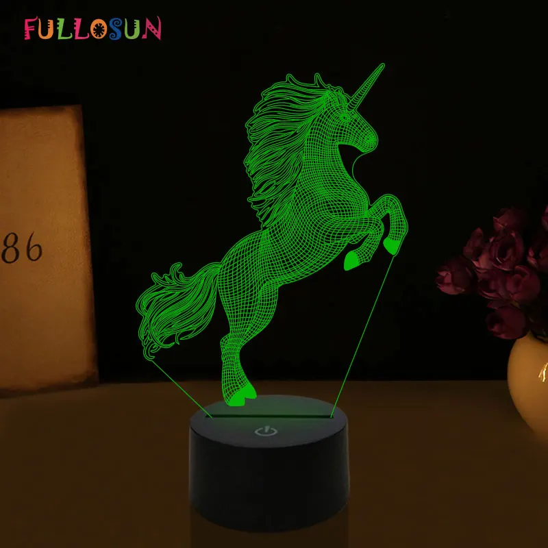 Kawaii Единорог светодиодный 3d-ночник романтический подарок 7 цветов настольная лампа спальня декор свет для подружек детей игрушки новинка