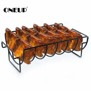 

ONEUP Non-Stick Rib Shelf BBQ 2020 Stand Barbecue Roast Rack Stainless Steel Grilling BBQ Chicken Beef Ribs Rack Grilling baske