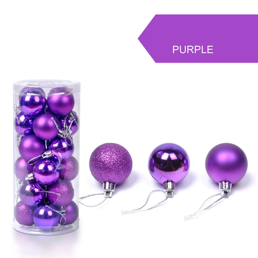 Purple 24 шт., украшение для рождественской елки, 30 мм, шар-безделушка, подвесное украшение для домашней вечеринки, Декор для дома, 8,8*6*11,8 см - Цвет: Purple
