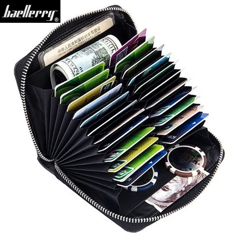 

Slim Leather ID/Credit Card Holder Bifold Front Pocket Wallet with RFID Blocking Business card holder 100% genuine leather
