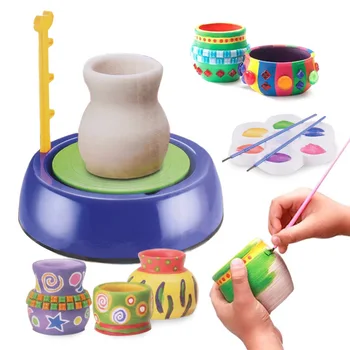 

Mini DIY Handmake Ceramic Pottery Machine Kids Craft Toys For Boys Girls Pottery Wheels Arts And Crafts Child Toy Best Gift