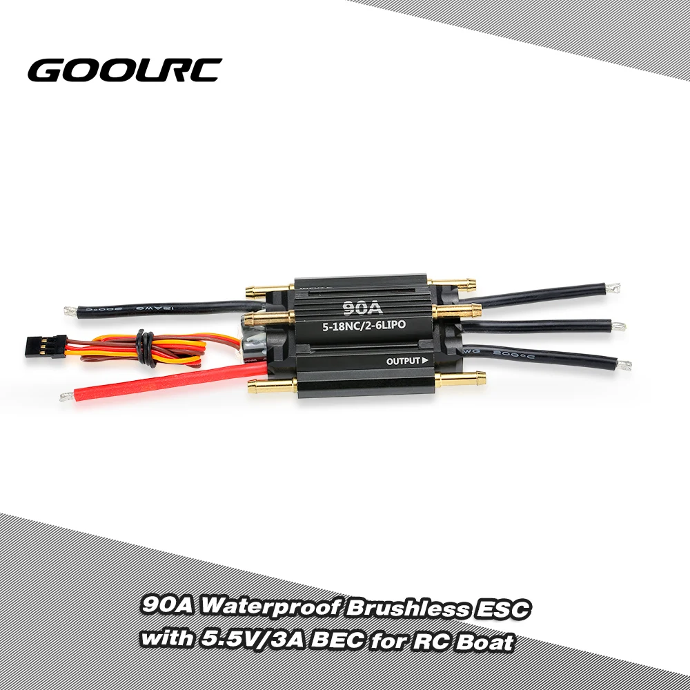 

90A Waterproof Brushless Electronic Speed Controller ESC with 5.5V 3A BEC for RC Boat Ship Spare Parts