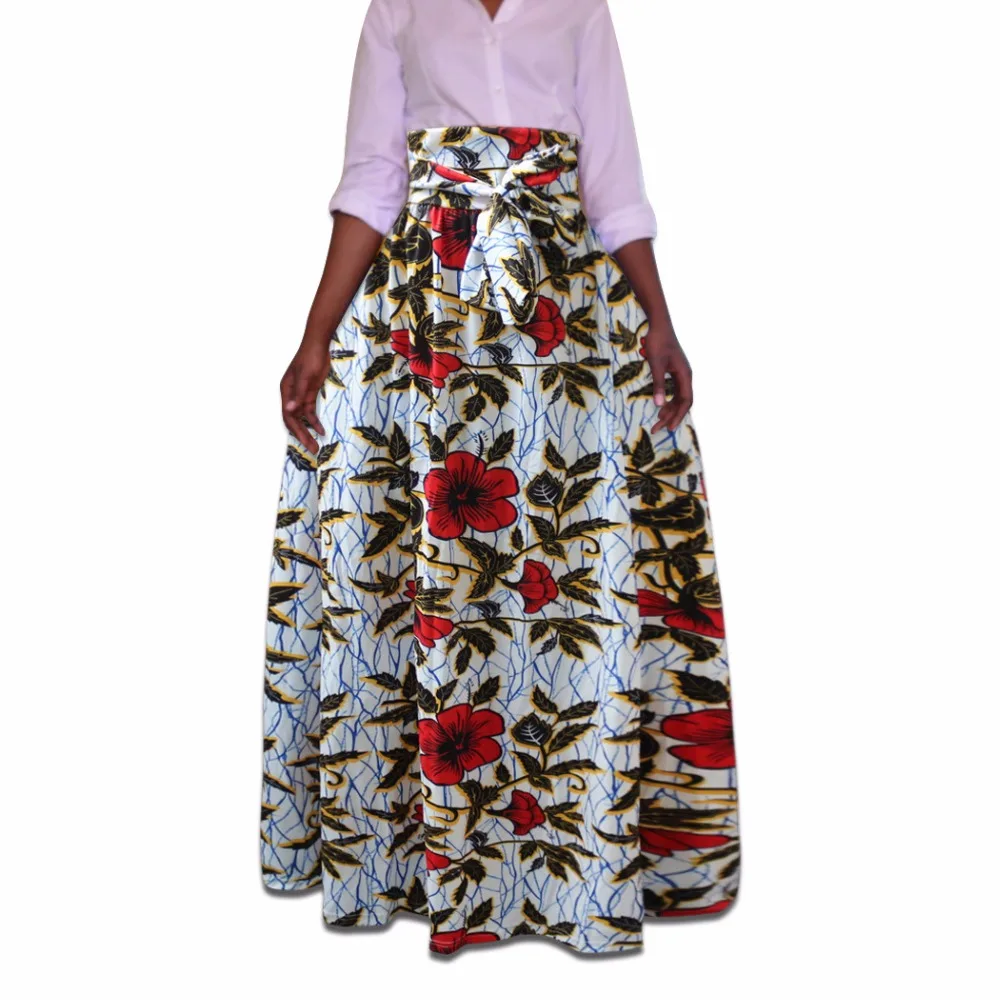 

African women skirt printed design big size pleated skirt with waistbelt BM1989