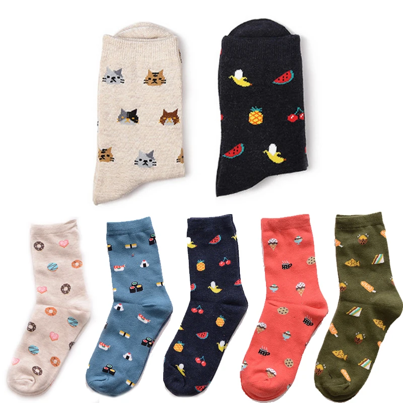 

Simple New Fashion Creative Cartoon Cotton Food Sushi Unisex Socks Couple Socks Free Shipping