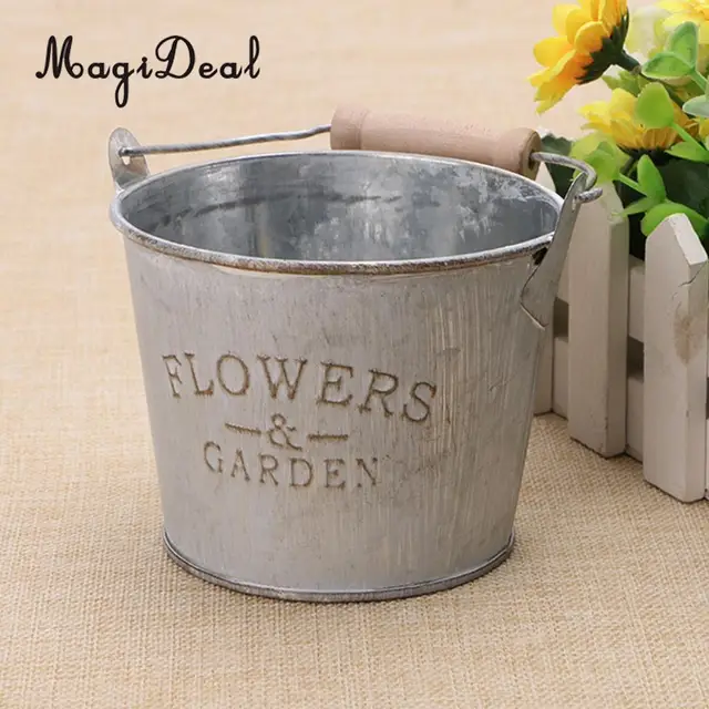 Buy Vintage Metal Tin Flower Bucket Plants Herb Pot