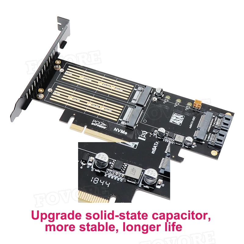 M.2 NVMe SSD NGFF к PCIE 3,0X16 адаптер M Key B Ключ mSATA PCI Express 3,0 NVME m2 SSD AHCI mSATA 3 в 1 конвертер riser card