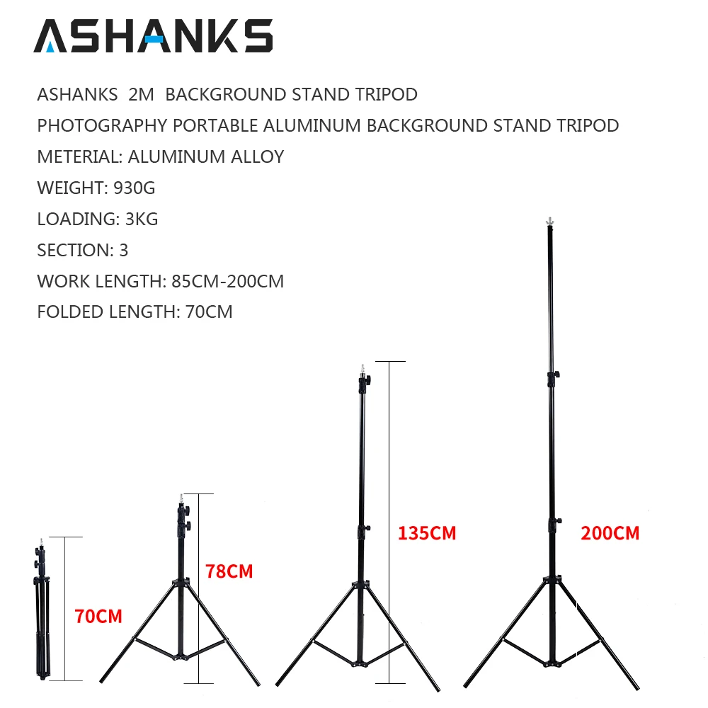 Ashanks Background Stand Регулируемый задний фон для видеостудий Фотографические аксессуары 6.5Ft Muslin Штатив-рамка