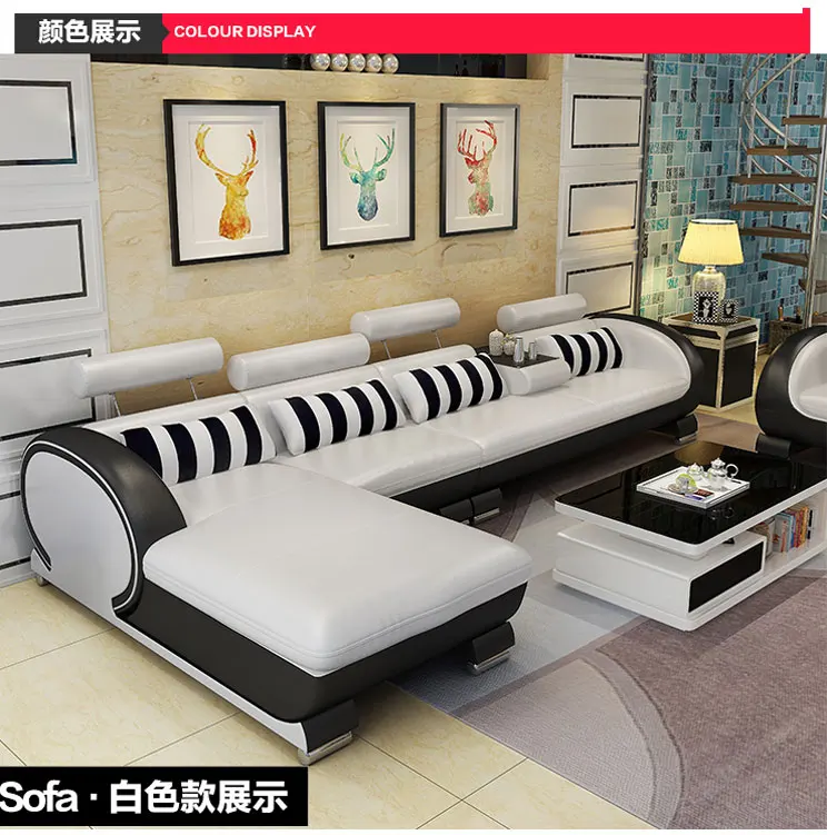 

Living Room Sofa set furniture real genuine leather sofas salon couch puff asiento muebles de sala canapé L sofa cama headrest