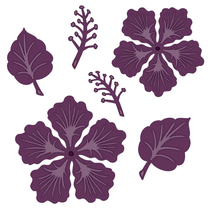 

Tropical Hibiscus set Metal Cutting Dies Stencils for DIY Scrapbook Photo Album Paper Card Decorative Craft Embossing Die Cuts