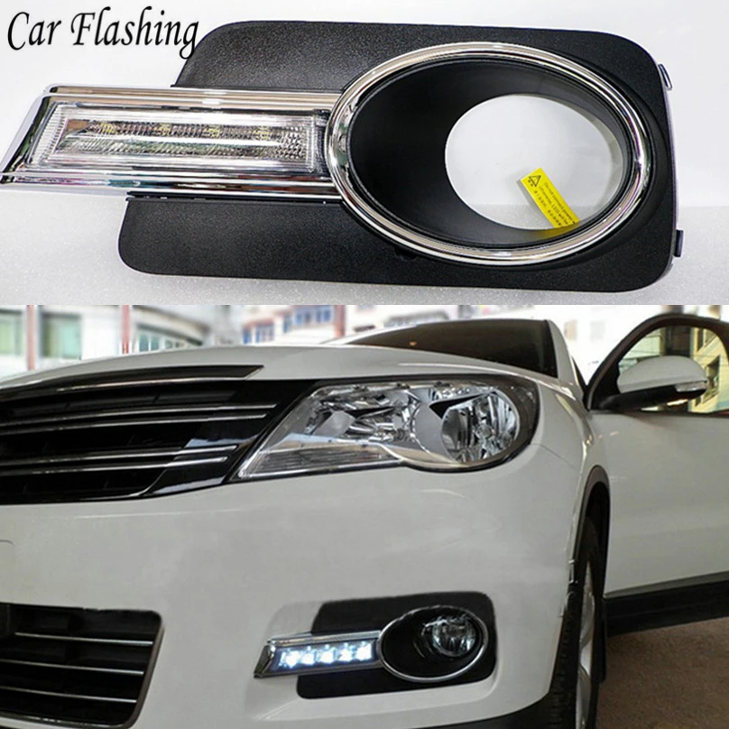 

DRL For Volkswagen VW Tiguan 2010 2011 2012 Daytime Running Lights Fog head Lamp cover Day Light car styling white Daylight