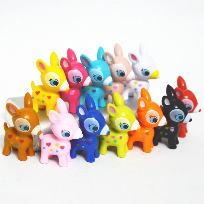 12pcs/set Lovely Bambi Deer PVC Action Figure Model Dolls Classic toys Children Gifts 3*4cm DE450 | Игрушки и хобби