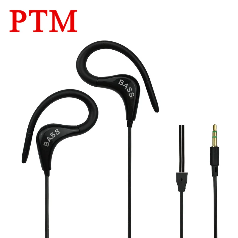 PTM Super Bass Noise Canceling Earphone Headphone Ear Hook Sport Headset fone de ouvido for iPhone