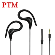 PTM Super Bass Noise Canceling Earphone Headphone Ear Hook Sport Headset fone de ouvido for iPhone Samsung Phone MP3 MP4 Xiaomi