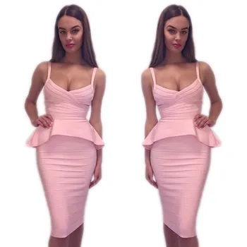 

Celebrity Party Sleeveless 2 Pieces Set Bodycon Rayon Slip Bandage Dress Bodycon Formal Dress
