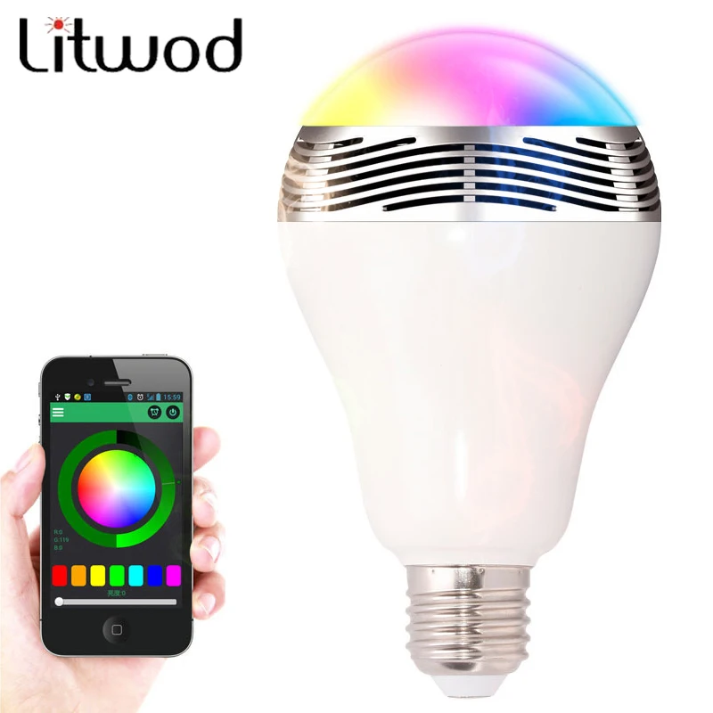 

Newest Smart LED Bulb Light Wireless Bluetooth Speaker 110V - 240V E27 5W Lamp Audio Loudspeaker for Android ISO iPhone iPad