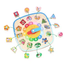 Деревянная модель часов игрушка ребенок Красочные 12 цифр игрушечные часы Цифровой Геометрии познавательный, на поиск соответствия игрушечные часы Дети раннего образования