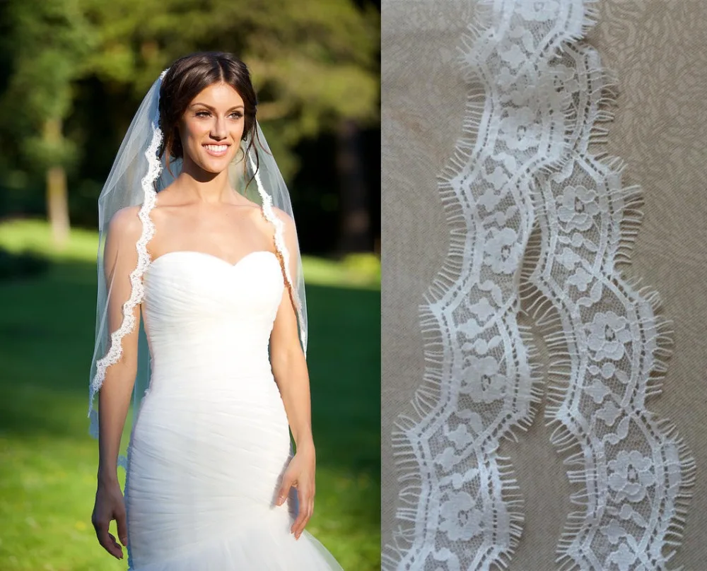 One tier anca lunghezza del ciglio Francese pizzo bordo bianco/avorio velo  da sposa corto veli da sposa accessori da sposa con pettine|ivory wedding  veil|bridal veil weddingveil wedding - AliExpress
