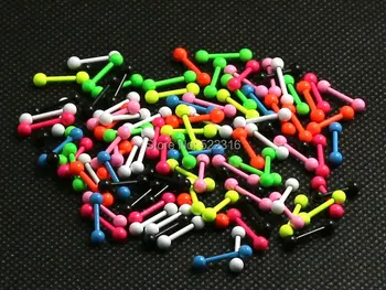 

neon color paint stainless steel barbell 40pcs body piercing jewelry mix lots 8 colors small stud earrings dumbell