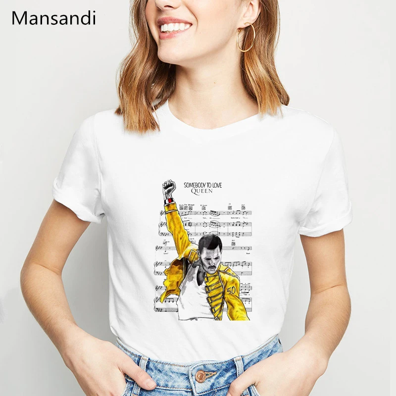 Freddie Mercury Футболка женская одежда королевская Группа Футболки femme модная футболка harajuku футболка женская футболка уличная одежда