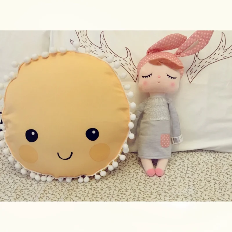 

Baby Boy Girl Bedding Pillow Toddler Cute Gold Sun Shape Cushion Kids Concave Adorable Throw Pillow PP Cotton