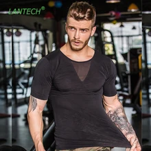 LANTECH мужские беговые Фитнес-Упражнения Тренажерный зал тренировочные компрессионные колготки рубашка Спортивная рубашка Формирователи живота Бодибилдинг