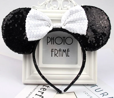 Headwear Minnie Mouse Ears Headband Festival DIY Hair Accessories Hairband Christmas Sequin Hair Bows for girls women gift