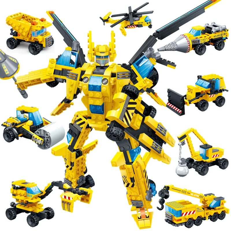 

8 in 1 Engineering Blocks Transformation Robot Building Blocks Compatible Legoed City Bricks Educational Toys for Children Gift